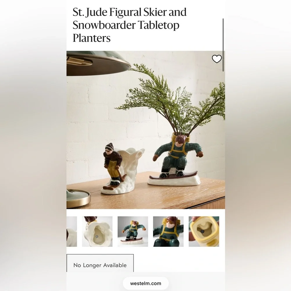 West Elm Ceramic Skier Vase, brand new, alone or in set